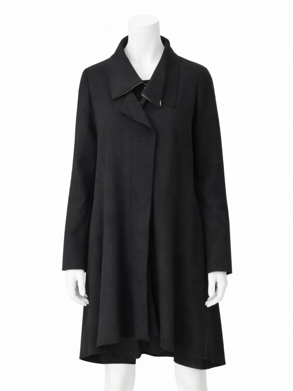 AKRIS PUNTO | Asymmetrical Funnel Collar Wool Hi-Lo Coat US 10